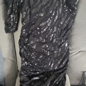 Echo Black Sequin One Shoulder Dress
